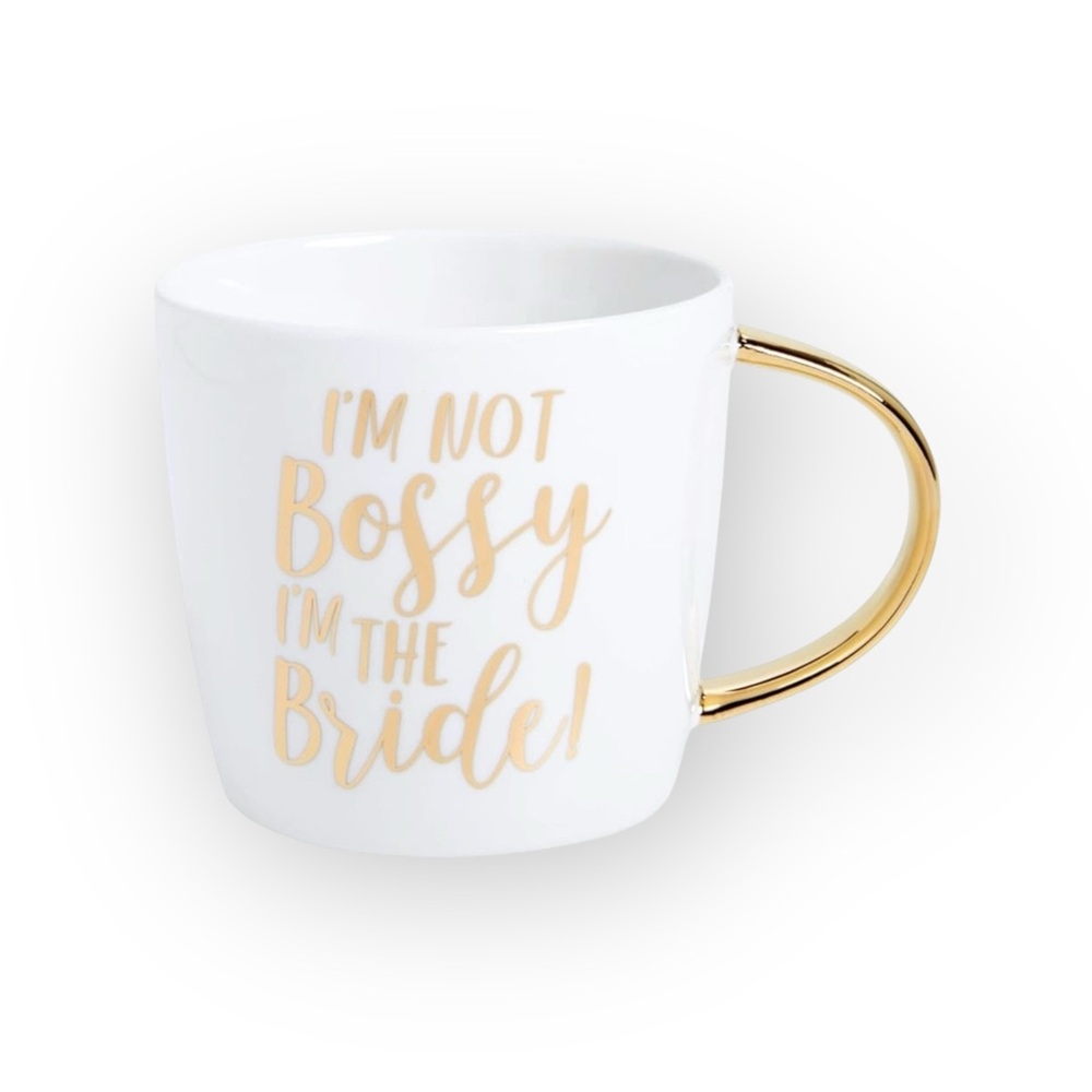 new Bride Boss Coffee Mug ✶ Gold Foil Script Lettering ✶ Ceramic White ✶ Wedding